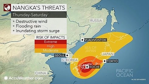 Siêu bão Nangka sắp đổ bộ vào Nhật Bản, 4.000 người sơ tán