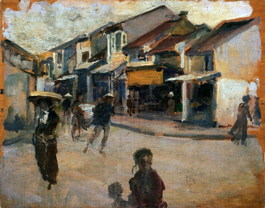 'Một góc phố Hà Nội' của Victor Tardieu. 'Một góc phố Hà Nội' của Victor Tardieu.