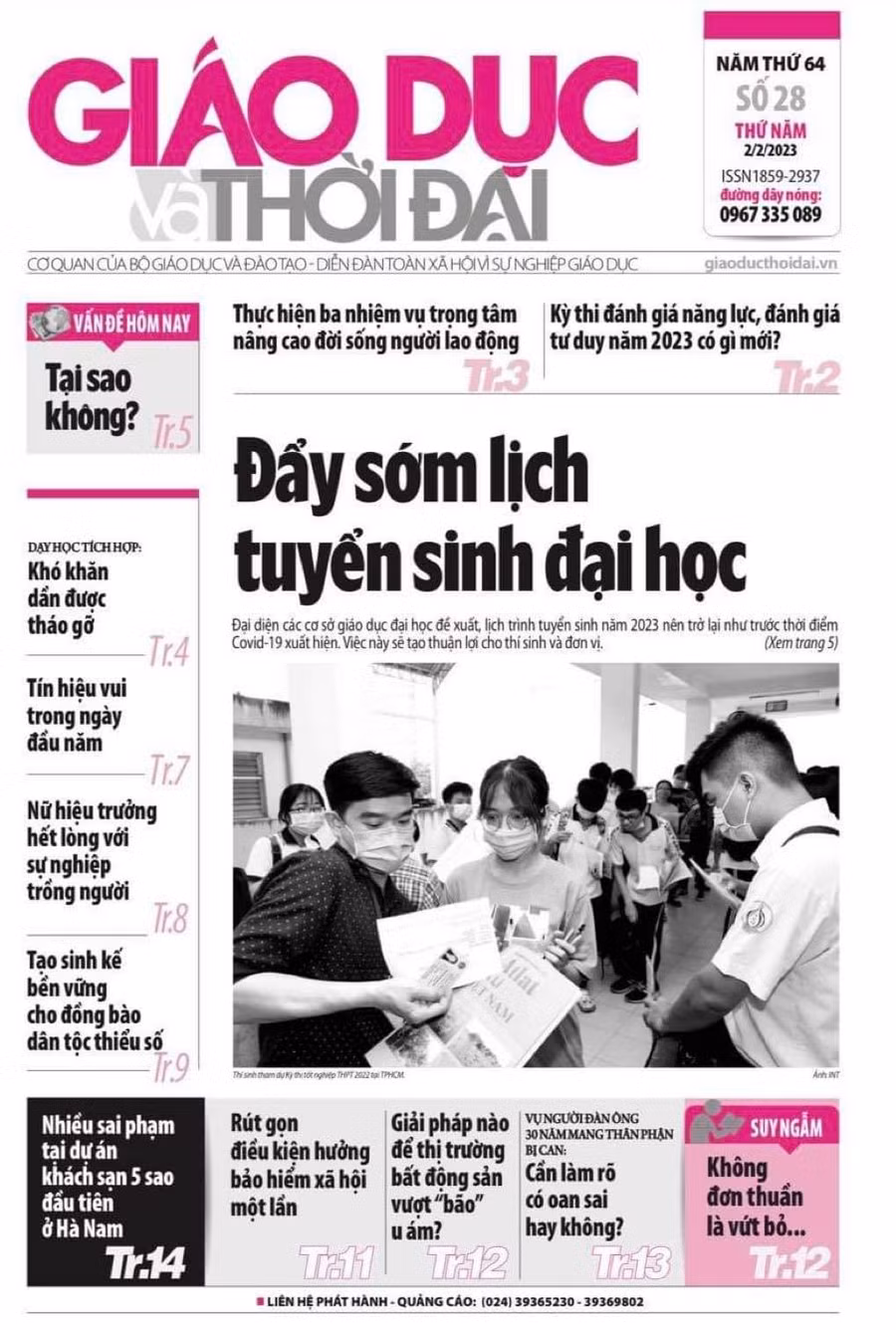 Tin tức báo in 2/2: Đẩy sớm lịch tuyển sinh đại học