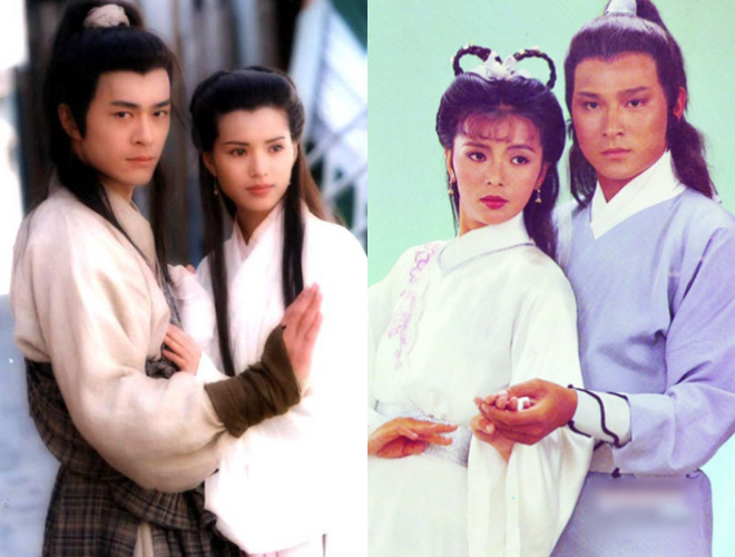 Thần điêu đại hiệp: Đây là bộ phim được tái hiện 8 lần trong hơn 40 năm xuất bản. Câu chuyện tình yêu pha chất kiếm hiệp giữa Tiểu Long Nữ và Dương Quá cho đến giờ vẫn là bản tình ca đẹp đầy bi tráng. Lần đầu được tái hiện trên màn ảnh vào năm 1960, phim đã làm nên danh tiếng cho Tạ Hiền và Nam Hồng. Năm 1983, TVB tạo nên cơn địa chấn khi dựng lại phim qua sự đóng chính của Trần Ngọc Liên và Lưu Đức Hoa. Lúc này, các nhà làm phim hiểu rõ tiểu thuyết Kim Dung là nguồn cảm hứng bất tận. Họ có thể thoải mái dựng lại, không sợ sự nhàm chán. Năm 1995, TVB dựng lại Thần điêu đại hiệp, Lý Nhược Đồng và Cổ Thiên Lạc đóng chính. Đây được coi là bản phim kinh điển, tạo cơn địa chấn trên màn ảnh nhỏ. (Ảnh trái là bản phim 1995, ảnh phải là bản năm 1983). Thần điêu đại hiệp: Đây là bộ phim được tái hiện 8 lần trong hơn 40 năm xuất bản. Câu chuyện tình yêu pha chất kiếm hiệp giữa Tiểu Long Nữ và Dương Quá cho đến giờ vẫn là bản tình ca đẹp đầy bi tráng. Lần đầu được tái hiện trên màn ảnh vào năm 1960, phim đã làm nên danh tiếng cho Tạ Hiền và Nam Hồng. Năm 1983, TVB tạo nên cơn địa chấn khi dựng lại phim qua sự đóng chính của Trần Ngọc Liên và Lưu Đức Hoa. Lúc này, các nhà làm phim hiểu rõ tiểu thuyết Kim Dung là nguồn cảm hứng bất tận. Họ có thể thoải mái dựng lại, không sợ sự nhàm chán. Năm 1995, TVB dựng lại Thần điêu đại hiệp, Lý Nhược Đồng và Cổ Thiên Lạc đóng chính. Đây được coi là bản phim kinh điển, tạo cơn địa chấn trên màn ảnh nhỏ. (Ảnh trái là bản phim 1995, ảnh phải là bản năm 1983).