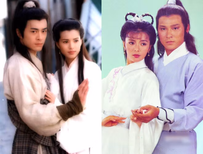 Thần điêu đại hiệp: Đây là bộ phim được tái hiện 8 lần trong hơn 40 năm xuất bản. Câu chuyện tình yêu pha chất kiếm hiệp giữa Tiểu Long Nữ và Dương Quá cho đến giờ vẫn là bản tình ca đẹp đầy bi tráng. Lần đầu được tái hiện trên màn ảnh vào năm 1960, phim đã làm nên danh tiếng cho Tạ Hiền và Nam Hồng. Năm 1983, TVB tạo nên cơn địa chấn khi dựng lại phim qua sự đóng chính của Trần Ngọc Liên và Lưu Đức Hoa. Lúc này, các nhà làm phim hiểu rõ tiểu thuyết Kim Dung là nguồn cảm hứng bất tận. Họ có thể thoải mái dựng lại, không sợ sự nhàm chán. Năm 1995, TVB dựng lại Thần điêu đại hiệp, Lý Nhược Đồng và Cổ Thiên Lạc đóng chính. Đây được coi là bản phim kinh điển, tạo cơn địa chấn trên màn ảnh nhỏ. (Ảnh trái là bản phim 1995, ảnh phải là bản năm 1983).