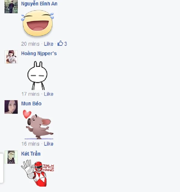 Facebook sôi động với trào lưu comment bằng icon/sticker