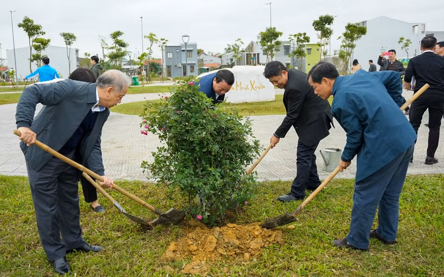 Lãnh đạo tỉnh Thừa Thiên Huế trồng cây xanh tại khu quy hoạch Hương Sơ, phường Hương Sơ, TP Huế. (Ảnh: UBND tỉnh Thừa Thiên Huế)