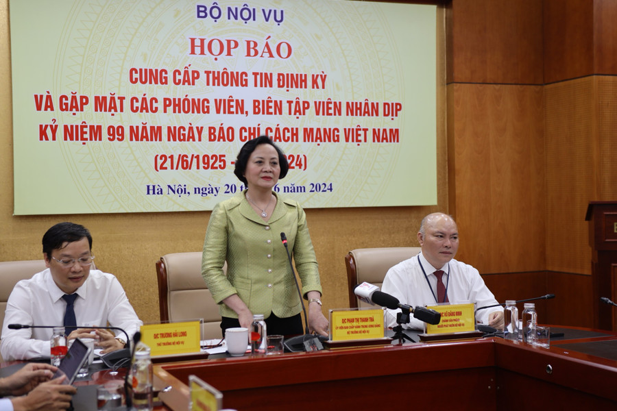 Bộ trưởng Bộ Nội vụ Phạm Thị Thanh Trà phát biểu tại sự kiện.