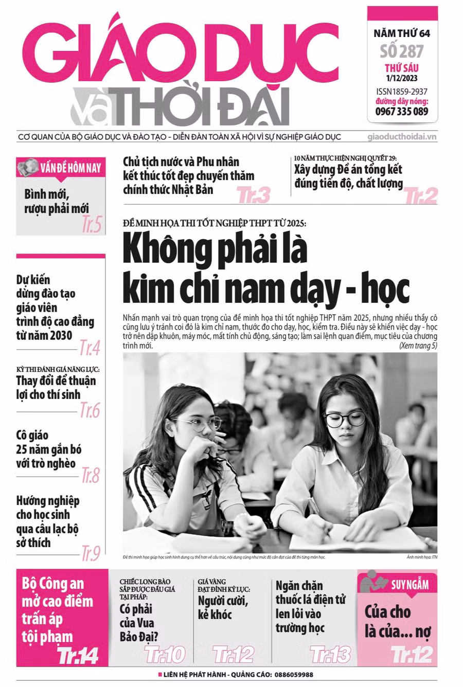 Tin tức báo in 1/12: Tránh dạy - học máy móc theo đề thi minh họa