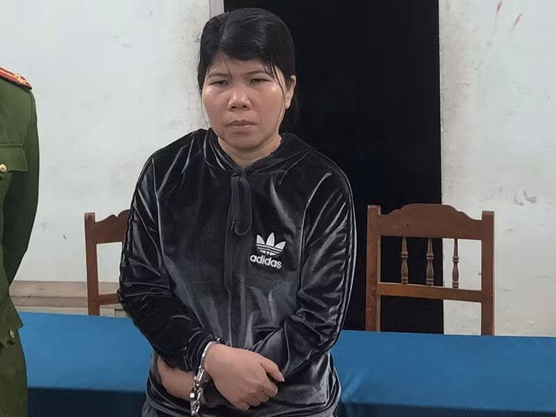 Đào Thị Phượng tại cơ quan công an.