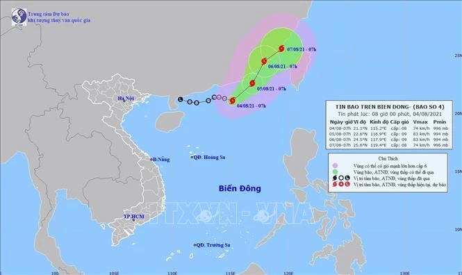 Bản đồ đường đi của Bão LUPIT. Ảnh: TTXVN.