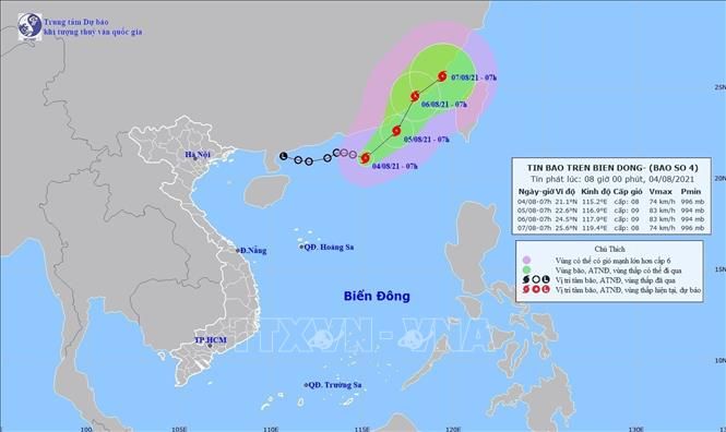 Bản đồ đường đi của Bão LUPIT. Ảnh: TTXVN.