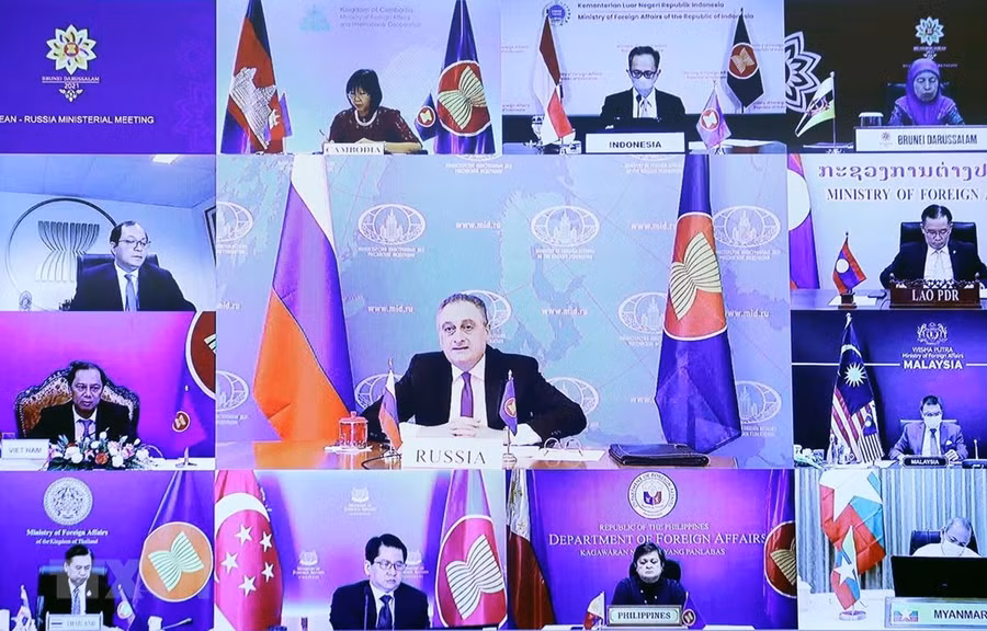 Thứ trưởng Ngoại giao Liên Bang Nga Igor Morgulov phát biểu tại Hội nghị Bộ trưởng Ngoại giao ASEAN-Nga theo hình thức trực tuyến. Ảnh: TTXVN.