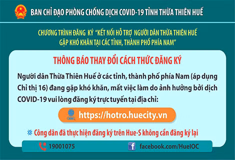 Thừa Thiên Huế kích hoạt chương trình hỗ trợ công dân tại các tỉnh, thành phía Nam. Nguồn: VGP.
