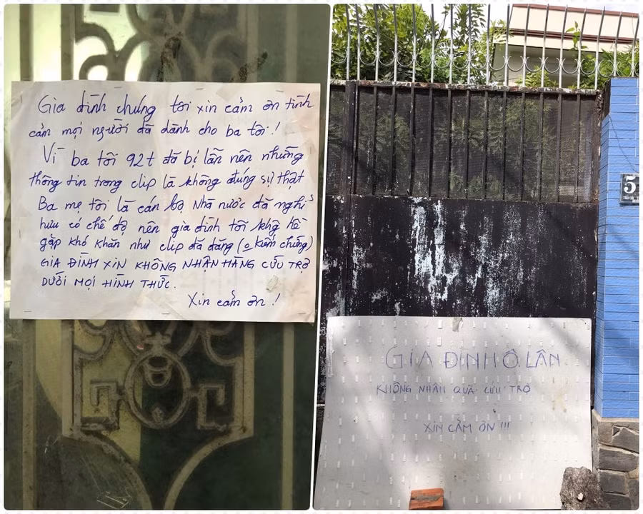Gia đình cụ Lân cảm ơn các mạnh thường quân và xin từ chối mọi sự hỗ trợ. Ảnh: Vietnamnet.