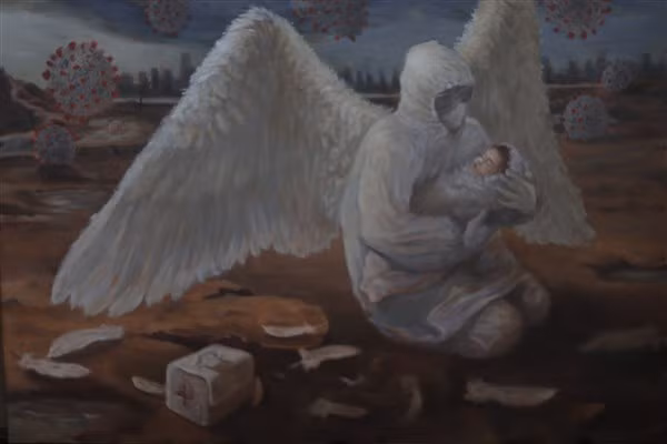 “Niềm tin vào tương lai” – một tác phẩm đề cập tới chủ đề dịch Covid-19 của Đỗ Tiến Thịnh.