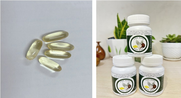 Sản phẩm viên nang từ dầu dừa của nhóm nghiên cứu.