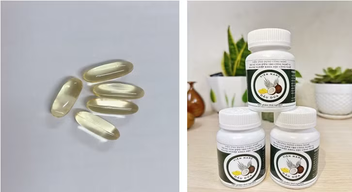 Sản phẩm viên nang từ dầu dừa của nhóm nghiên cứu.