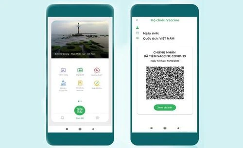 Mẫu hộ chiếu vắc xin hiển thị trên ứng dụng PC Covid.