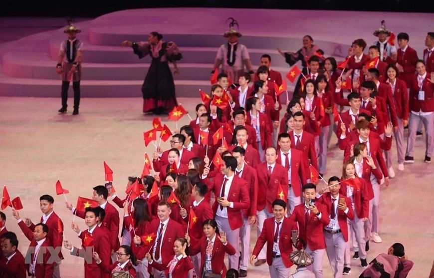 Đoàn Thể thao Việt Nam sẽ dự SEA Games 31 với quyết tâm cao nhất. Ảnh: TTXVN.