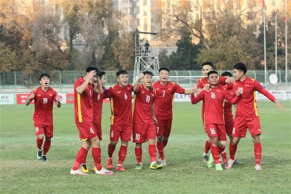 Đội tuyển U23 Việt Nam ăn mừng giành suất tham dự Vòng chung kết U23 châu Á 2022.