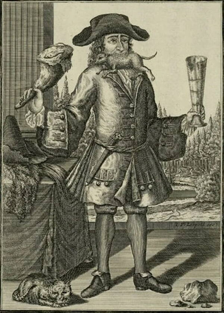 Tranh minh họa mô tả sự phàm ăn của Domery.