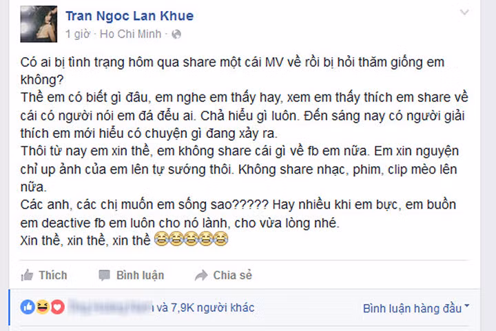 Lan Khuê bị fan Sơn Tùng M-TP hăm dọa vì chia sẻ We Don"t Talk Anymore?