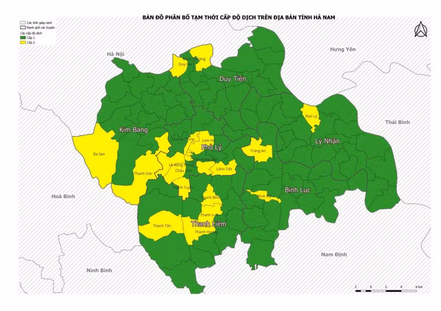 Bản đồ phân cấp độ vùng dịch tại Hà Nam (cập nhật ngày 20/10/2021). Ảnh: CDC Hà Nam.