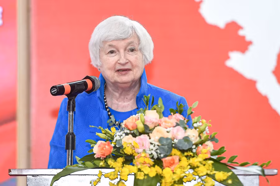 Bộ trưởng Tài chính Mỹ Janet Yellen vừa có chuyến thăm Việt Nam. Ảnh ĐSQ Mỹ