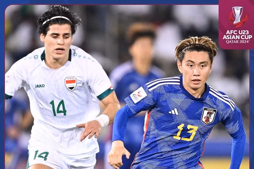Nhật Bản thắng Iraq 2-0 để vào chung kết U23 châu Á 2024. Ảnh: AFC.