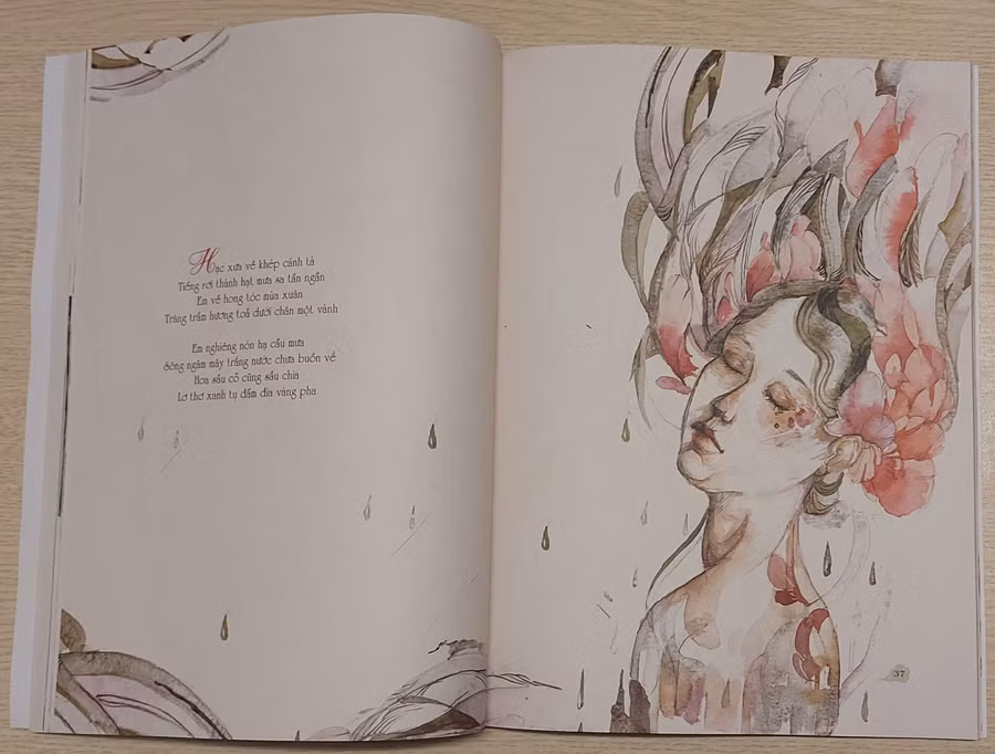 Thơ trừu tượng nên càng cần phải có nấc thang kiểm định cụ thể rõ ràng? (Trong ảnh: Trang thơ trong truyện thơ 'Động hoa vàng' của Phạm Thiên Thư). Ảnh: Bình Thanh.