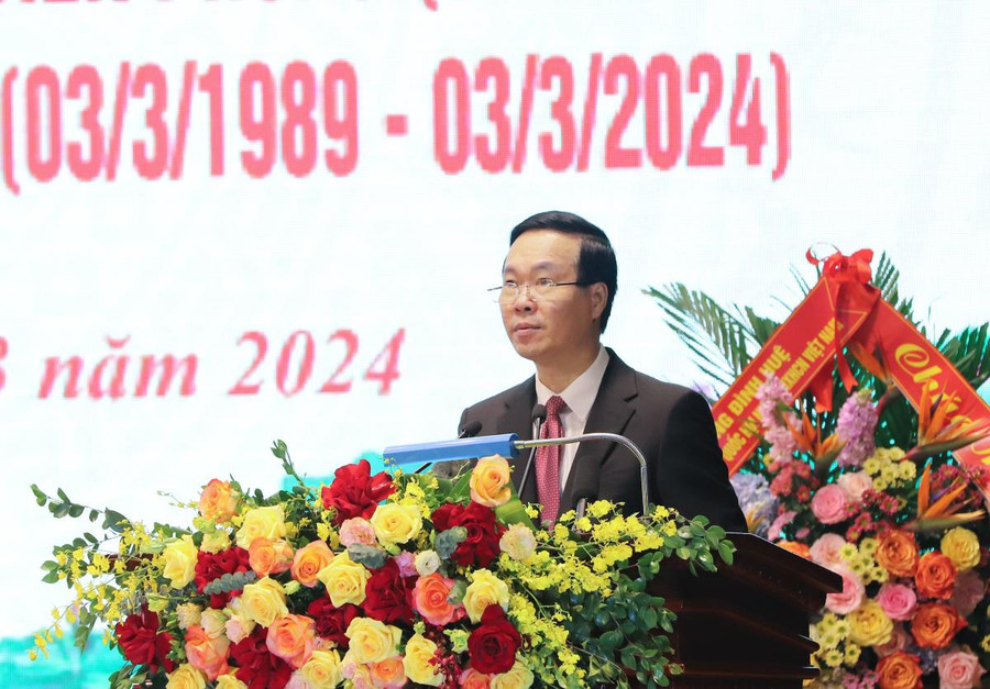 Chủ tịch nước Võ Văn Thưởng phát biểu chỉ đạo tại buổi lễ. Chủ tịch nước Võ Văn Thưởng phát biểu chỉ đạo tại buổi lễ.