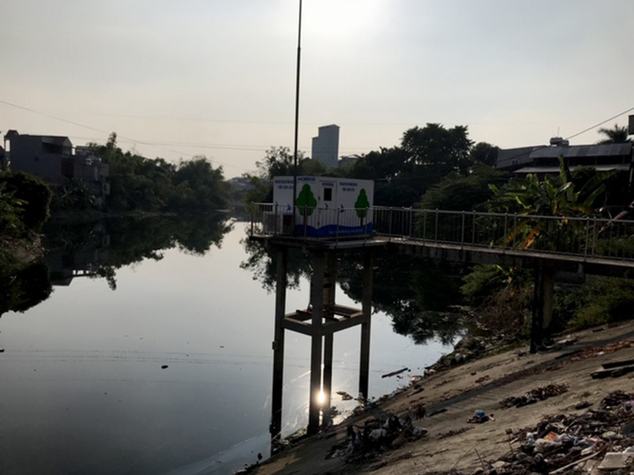 Trạm quan trắc tại cống xả Đặng Xá, phường Vạn An, TP Bắc Ninh