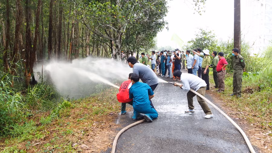 Một buổi diễn tập PCCC rừng tại Vườn quốc gia U Minh Hạ.