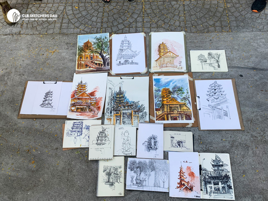 Những bức ký họa của sinh viên. Những bức ký họa của sinh viên.