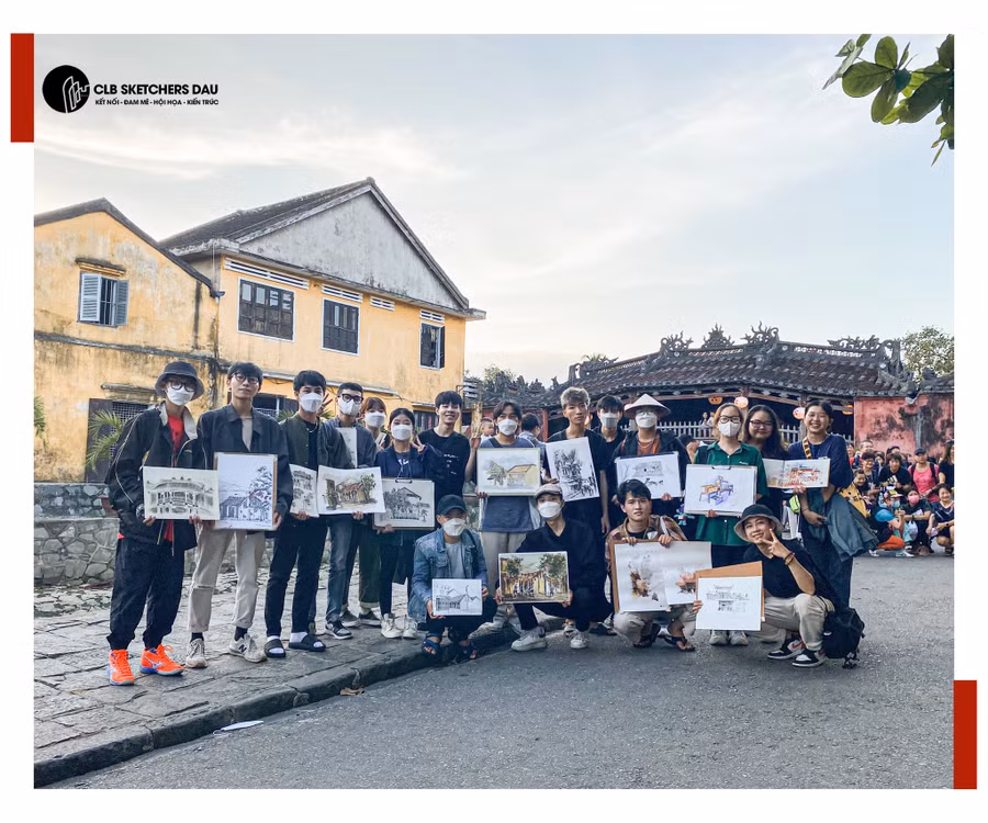 Những bức ký họa được sáng tác tại phố cổ Hội An (Quảng Nam).