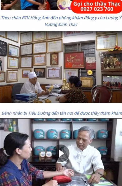 Hình ảnh được chụp trên website “yhocvacuocsong.com” nói về ông “Vương Đình Thạc” có số điện thoại “0927.023.760” với biệt tài “chữa khỏi tiểu đường bởi bài thuốc gia truyền từ nhiều đời nức tiếng ở Điện Biên”.