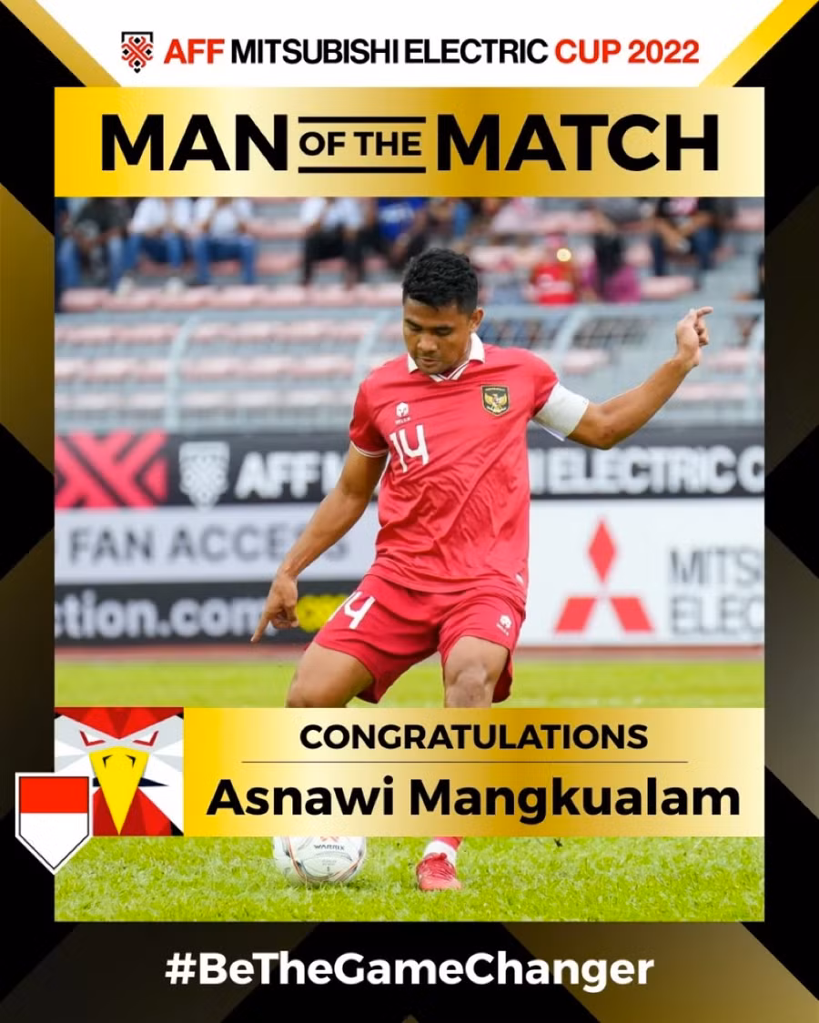 Asnawi Mangkualam giành danh hiệu ‘Cầu thủ xuất sắc nhất trận’ Indonesia - Việt Nam ở lượt đi bán kết AFF Cup 2022.