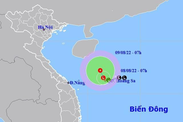 Dự báo vị trí và đường đi của vùng áp thấp. Ảnh NCHMF. Dự báo vị trí và đường đi của vùng áp thấp. Ảnh NCHMF.