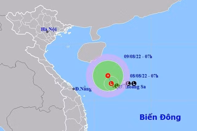 Dự báo vị trí và đường đi của vùng áp thấp. Ảnh NCHMF.