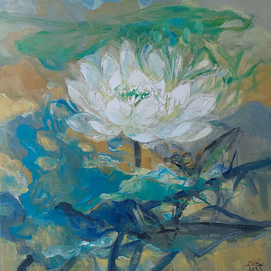 'Bạch Liên' - tác phẩm của họa sĩ Bình Nhi.