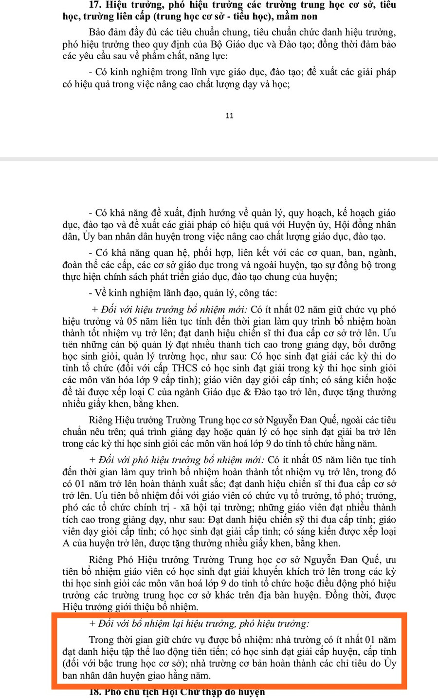 Quy định về điều kiện bổ nhiệm mới, bổ nhiệm lại chức danh hiệu trưởng, hiệu phó các trường học (theo Quyết định 592/QĐ-HU, ngày 1/4/2022 của BTV Huyện ủy Vĩnh Lộc). Ảnh: HĐ Quy định về điều kiện bổ nhiệm mới, bổ nhiệm lại chức danh hiệu trưởng, hiệu phó các trường học (theo Quyết định 592/QĐ-HU, ngày 1/4/2022 của BTV Huyện ủy Vĩnh Lộc). Ảnh: HĐ