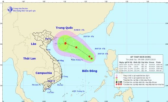 Áp thấp đã xuất hiện trên Biển Đông có thể mạnh lên thành bão số 4