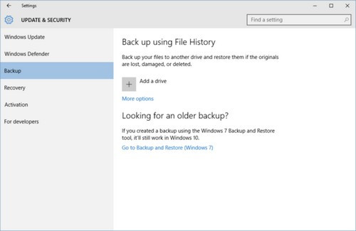 Windows 10: Sao lưu dữ liệu với File History