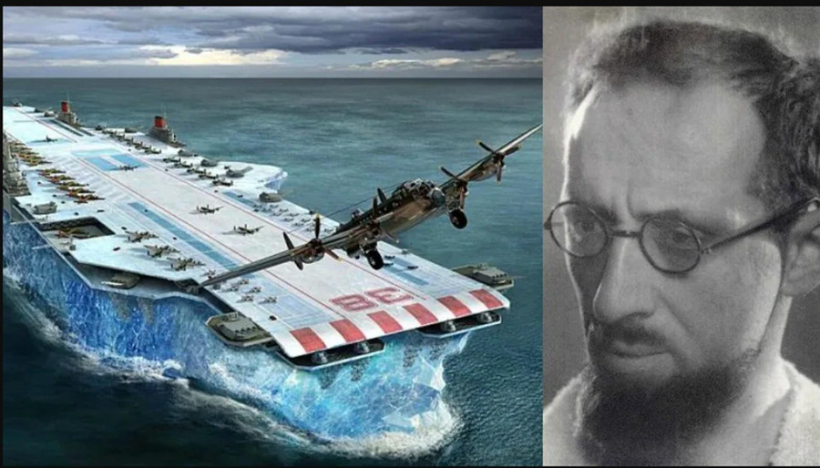 Nhà khoa học Anh, Geoffrey Pyke với ý tưởng về tàu sân bay bằng băng. Nhà khoa học Anh, Geoffrey Pyke với ý tưởng về tàu sân bay bằng băng.