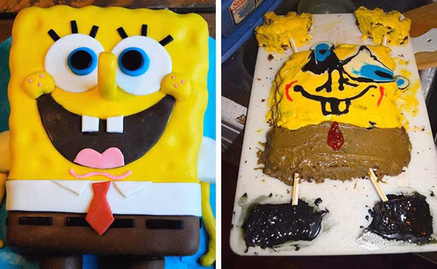 Chiếc bánh đặt thì đẹp long lanh còn chiếc bánh nhận về thì nát tanh bành.