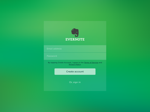 Tạo tài khoản Evernote. Tạo tài khoản Evernote.