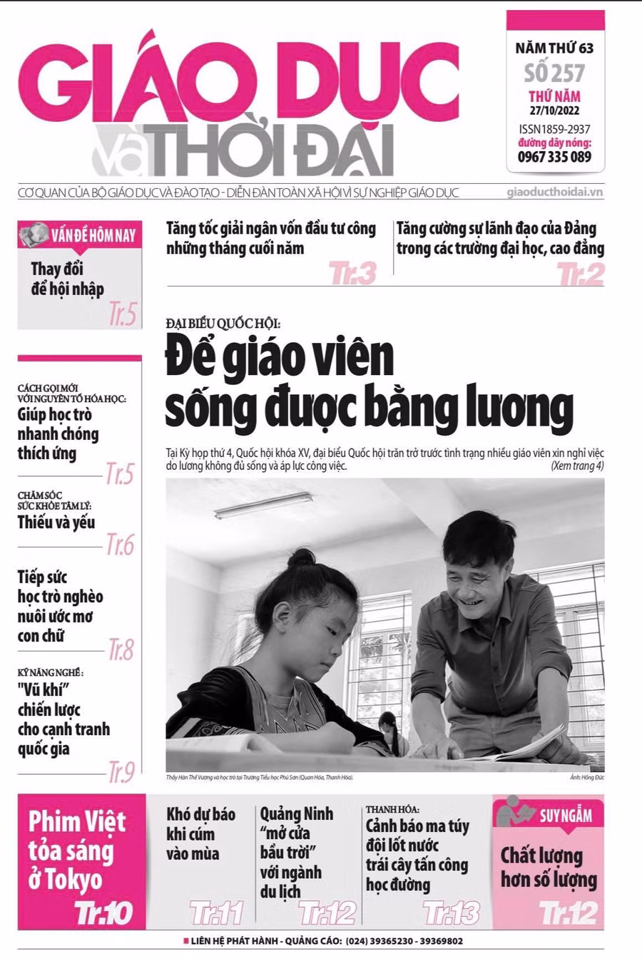 Tin tức báo in 27/10: Để giáo viên sống được bằng lương