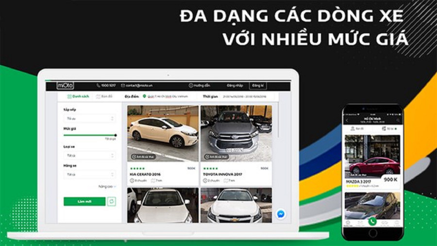 Nhiều ứng dụng cho thuê xe online.