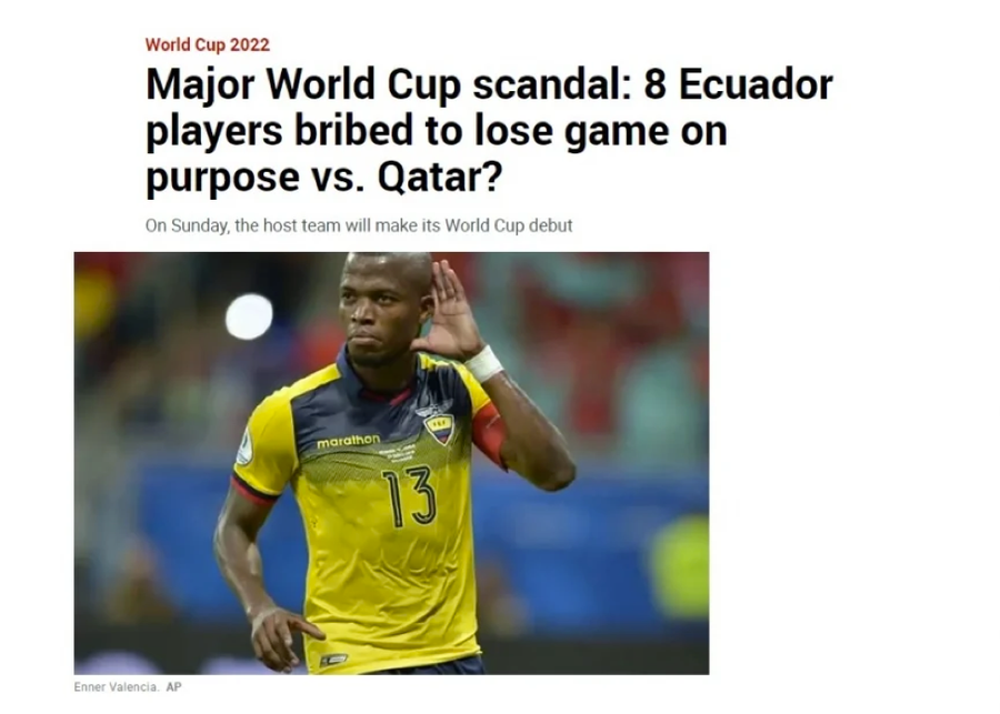 Một số tờ báo quốc tế đưa tin nghi vấn chủ nhà Qarta mua 3 điểm trước Ecuador trận mở màn World Cup 2022.