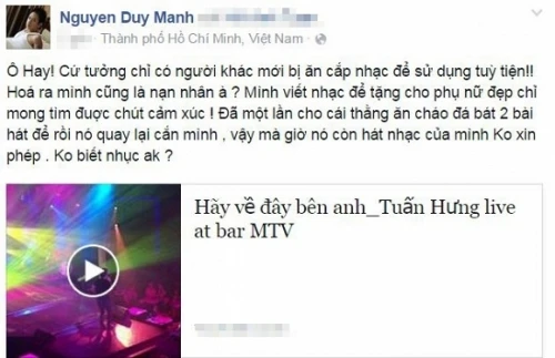 ‘Nhắc khéo’ Thu Phương ‘xài chùa’ bản hit, Tuấn Hưng bị Duy Mạnh tố ‘ăn cháo đá bát’?