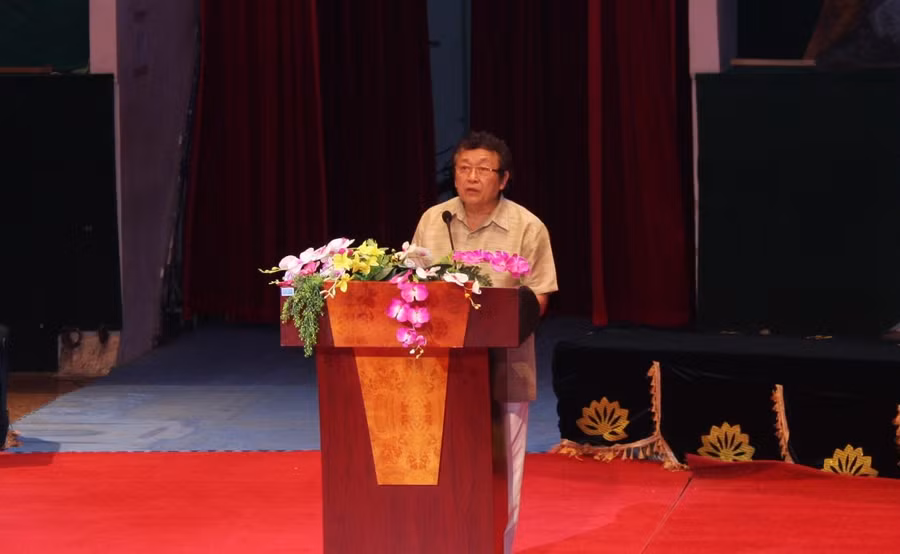 TS. NSƯT Hoàng Minh Khánh - Hiệu trưởng, phát biểu tại lễ khai giảng năm học mới 2018- 2019