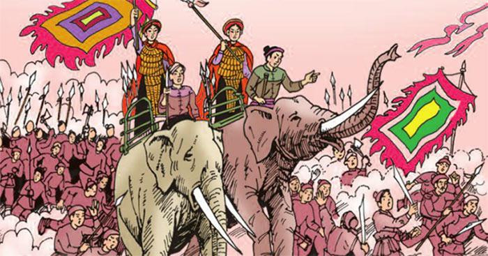 Trong bốn nghìn năm lịch sử, thời nào cũng có những liệt nữ anh hùng. Ảnh minh họa khởi nghĩa Hai Bà Trưng - IT.