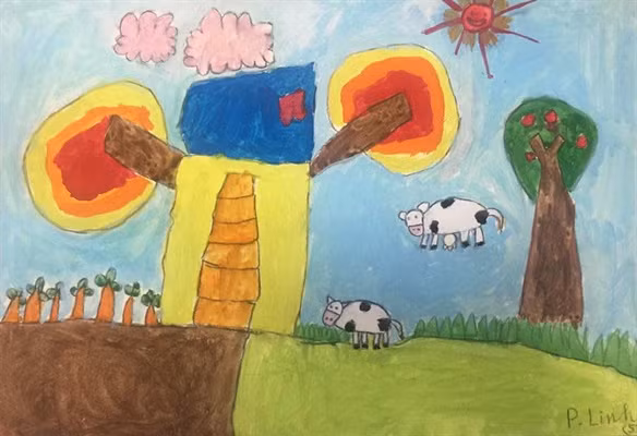 Tác phẩm Thảo nguyên xanh của Phương Linh đạt giải A tại triển lãm "Cuộc sống mến thương".